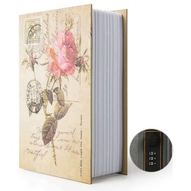 Diversion Book Safe Storage Box, Dictionary Secret Safe Can with Security Combination Lock/Key, Diversion Book Hidden Safe (Combination, Rose)