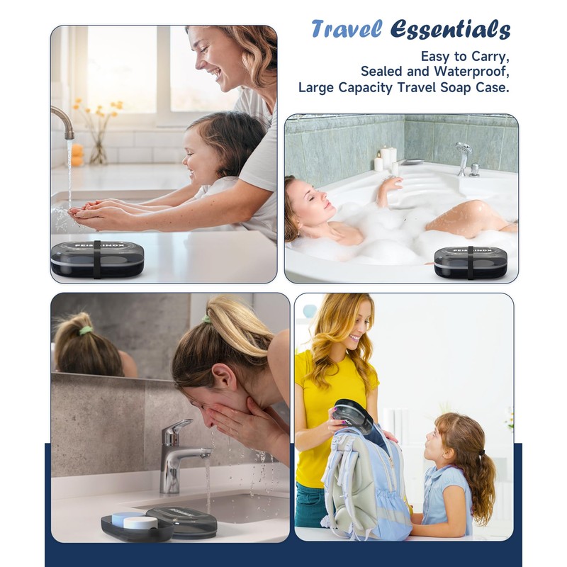 Doter Leakproof Travel Soap Dish with Lid - Draining Soap