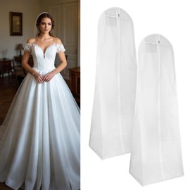 Pack of 2 Bridal Dress Cover Garment Bag 180 cm Anti-Dust Breathable Wedding Dress Garment Bag with Zip Suitable for Wedding Dresses, Dresses, Coats, Long Coats etc