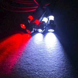 2Pack HIRCQOO 4LED RC Car LED Light Headlights Taillight Lighting with JR Y Cable Compatible with Traxxas HSP Tamiya Redcat RC4WD Axial HPI Kyosho Arrma 1/8 1/10 1/12 RC Car,2Red & 2White (3mm LEDs)