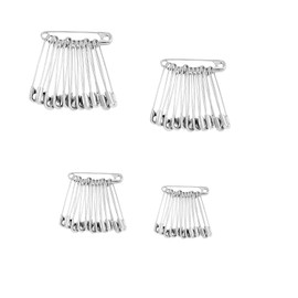 MUUZLL 300 Pack Safety Pins, 4 Assorted Sizes of Durable, Silver Small and Large Pins Bulk, Rust-Resistant Nickel Plated Steel, Sharp Edge, Sewing, DIY Crafts