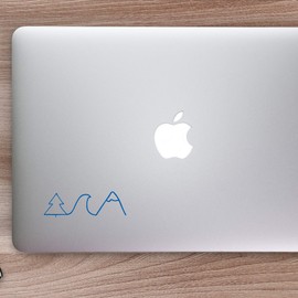 ANGDEST Tree Wave Mountain (Azure Blue) (Set of 2) Premium Waterproof Vinyl Decal Stickers for Laptop Phone Accessory Helmet Car Window Bumper Mug Tuber Cup Door Wall Decoration