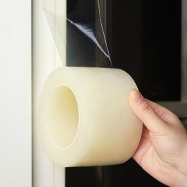 ZZJMCH Transparent Door and Window Weather Stripping Tape, Clear Window Draft Isolation Sealing Film Tape for Door Draft Stopper Adhesive Tape, No Residue (2 Inch x 33 Yards)