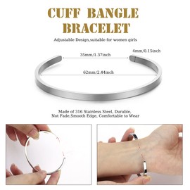 JeweBella Women's Bangle Bracelet Silver / Gold Stainless Steel Simple Open Set Stackable Smooth Polished Twist Cuff Bangle Bracelet Width 4 mm, Stainless Steel