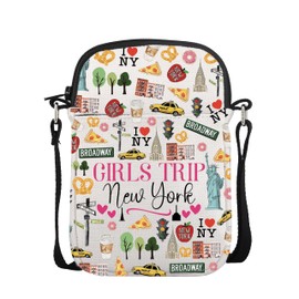 POFULL New York Vacation Gift Trip New York Zipper pouch Travel Crossbody Bag (Girls Trip New York Cross Bag)