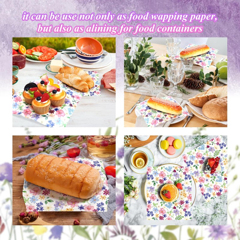 150 Sheets Watercolor Floral Deli Paper, 9.8 x 8.3in Flower