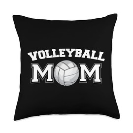 Cute Team Sport Game Lover Mother Athlete Designs Cool Volleyball Mom | Funny Spike Ball Player Mommy Fan Gift Throw Pillow, 18x18, Multicolor