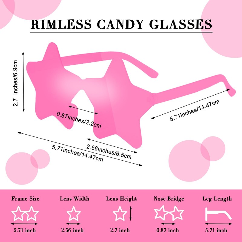 CHRORINE 8/16/24/40 Pairs Rimless Star Shape Sunglasses Transparent Glasses Bulk