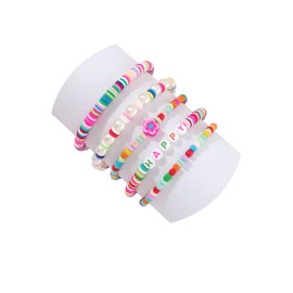 ZZ ZINFANDEL 5Pcs Surfer Beaded Stackable Bracelets for Women Stretch Bracelets,Y2K Stretch Bracelet Bohemian Layering Bracelet Friendship Bracelet (5Pcs Multicolor)