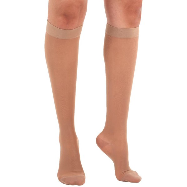 Made in The USA - Absolute Support Sheer Compression Socks Women 15-20 mmHg - Support Stockings for Women - Size Small Beige, SKU: A101BE1