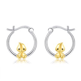 Sterling Silver Duck Hoop Earrings - Cute Duck Jewelry Gifts for Women
