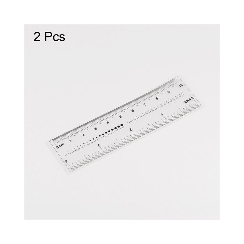 2Pcs White Film Flexible Ruler 4 Inch 0.1mm Scale Plastic