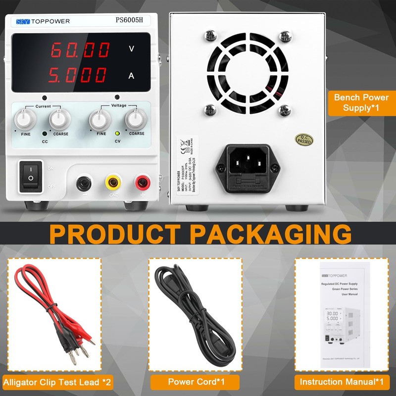 Variable DC Power Supply, 0-60V 0-5A Adjustable Bench Power Supply