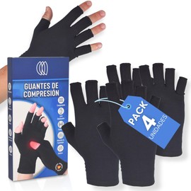 Podcase Osteoarthritis Gloves for Men and Women, Compression Gloves for Arthritis, Osteoarthritis, Reduce Inflammation, Fingerless Gloves, Suitable for Work, Gaming, 4 Pack