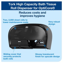 Tork OptiCore® Toilet Paper Roll Dispenser Black T10, High Capacity, 565528