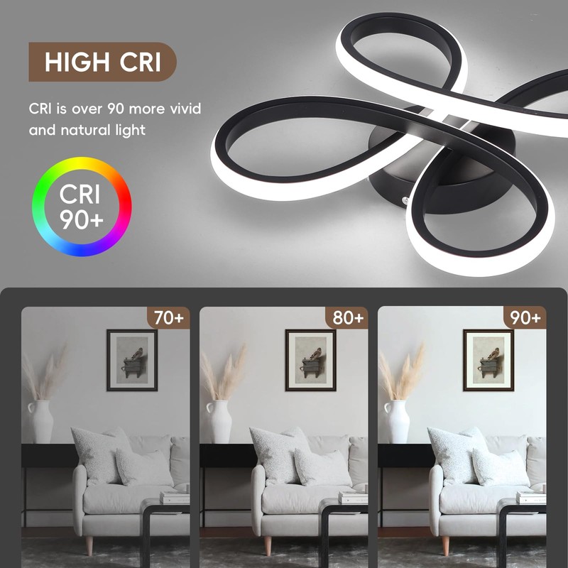 ADISUN Modern LED Ceiling Light, 6000K Semi Flush Mount Ceiling