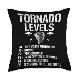 Gifts for Storm Chasing Fans & Tornado Hunter Funny Levels-Storm Chasing Tornados Throw Pillow, 18x18, Multicolor