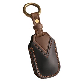 Hontumax Vintage Leather 7-Button Key Fob Cover Case for Honda Odyssey 2024 2025, Handmade Crazy Horse Leather, Black