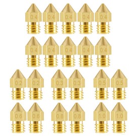 Aokin 22 Pcs MK8 Extruder Nozzles 3D Printer Nozzles 0.2mm 0.3mm 0.4mm 0.5mm 0.6mm 0.8mm 1.0mm for Creality Ender 3/3 Pro/3 V2, Ender 5/5 Pro, CR-10/10S, Makerbot, Anet A8 3D Printer