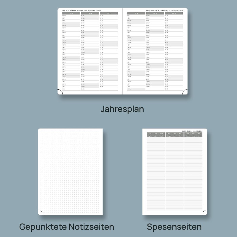 POPRUN Calendar 2026 Weekly Planner 22 x 16.5 cm, 17-Month