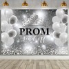 MEHOFOND 7x5ft Prom 2026 Backdrop Black and Silver Crown Send