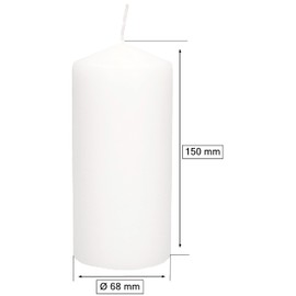 KOTARBAU® Pillar Candles, 150 mm, Block Candles, Diameter 70 mm, White