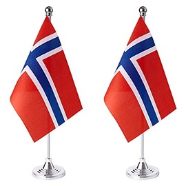 ZXvZYT 2 Pack Norway flag Norwegian Table Flag Small Mini Norwegian Desk Flags With Stand Base,International Festival Events Celebration Decorate,Home office Decorations