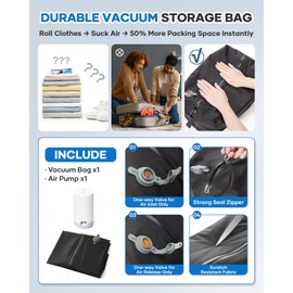 Vacuum Seal Bags for Clothing Travel Vacuum Bag with Electric Pump, Carry on Luggage Compression Bags for Packing, Weekender Personal Item Overnight Tote Bags for Women Men for Airlines