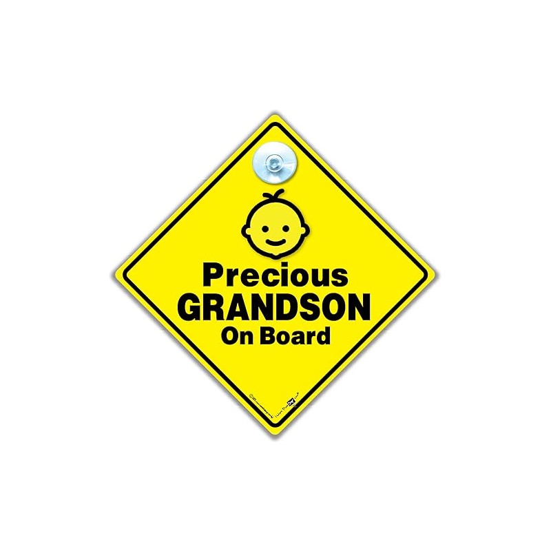 Precious Grandson On Board Car Sign, Grandson On Board Sign,