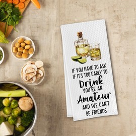 Cilrii Funny Tequila Kitchen Towels, Tequila Lover Gifts Dish Tea Towels for Kitchen Decor, Gifts for Cocktail Lovers Decorative Hand Towel for Bar Cart, 16x24 Inch