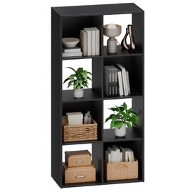 Sweetcrispy 8 Cube Storage Organizer - Open Cube Bookshelf with 4 Removable Back Panels, Display Storage Bookcase for Living Room, Bedroom, Entrance Hall, Home Office，47.7"L×11.6" W×24"H, Drak Black