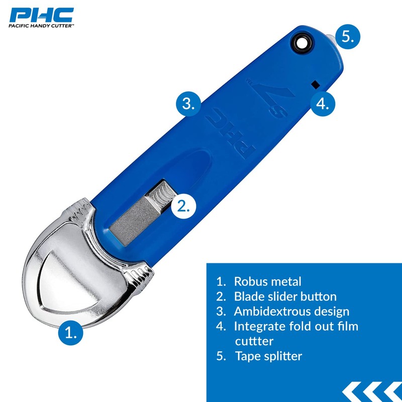 Pacific Handy Cutter S7 Safety Cutter, 3-in-1 Self-Retractable Utility Knife