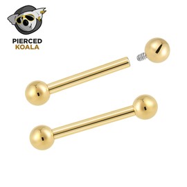(16G 10mm) 2PCS Titanium Implant Grade 16G 14G Internally Threaded 8mm - 14mm Tongue Nipple Industrial Bar Ear Barbell Body Jewellery