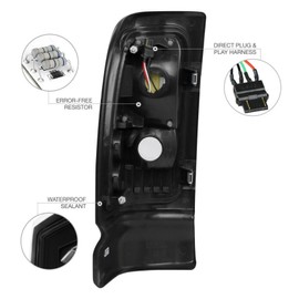 labwork Black Housing Tail Light Brake Lamp Replacement for 1994-2001 Ram Truck 1500 2500 3500