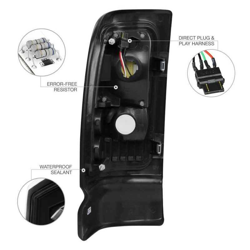 labwork Black Housing Tail Light Brake Lamp Replacement for 1994-2001