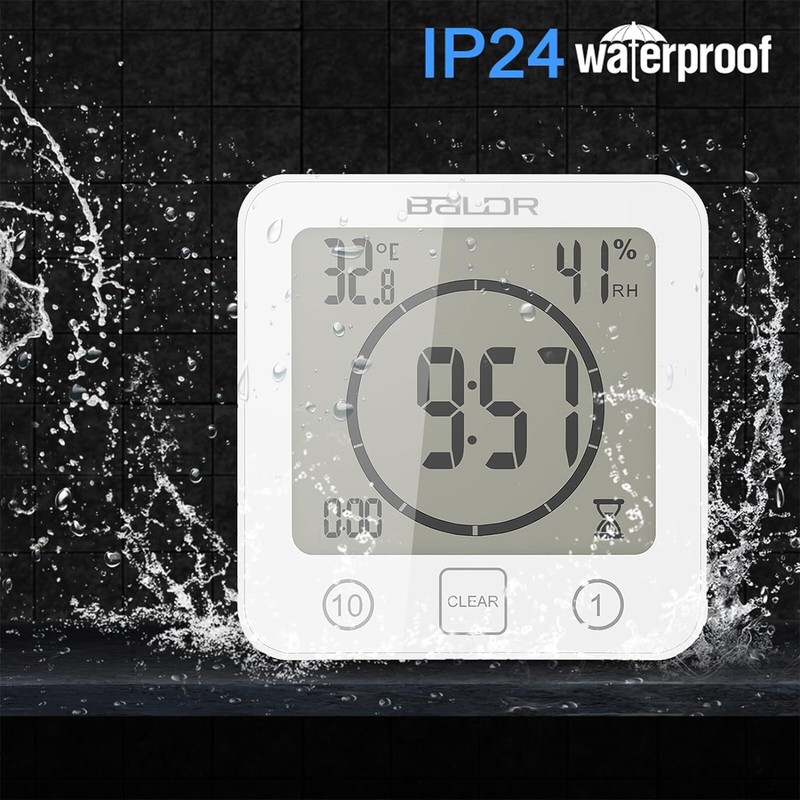 Shower Clock Waterproof Wall Clock Bathroom Clock Sunsbell Shower Cock