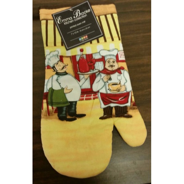 Home Dynamix Printed Fabric Kitchen Jumbo Oven Mitt, 13" ,