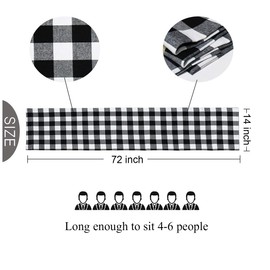 Senneny Buffalo Check Table Runner Cotton Buffalo Plaid Classic Stylish Design for Family Dinner Christmas Holiday Birthday Party Table Home Decoration (Black and White, 14 x 72 Inch)