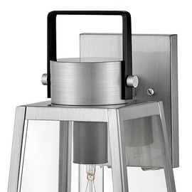 Lark Hugh 82000AL Medium Wall Mount Outdoor Lantern - Two-Tone Metal Finish, Single Light Design - Antique Brushed Aluminum + Black Accent