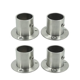 Stainless Steel Clothes Rail, Round Tube Tie Rod End Bracket for Wardrobe, Set of 4, 62 mm x 62 mm x 40 mm, Rustproof Adjustable Flange for 32 mm