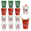 Cosiesnest 12Pcs Reusable Christmas Plastic Cups 450ML Red Party Cup