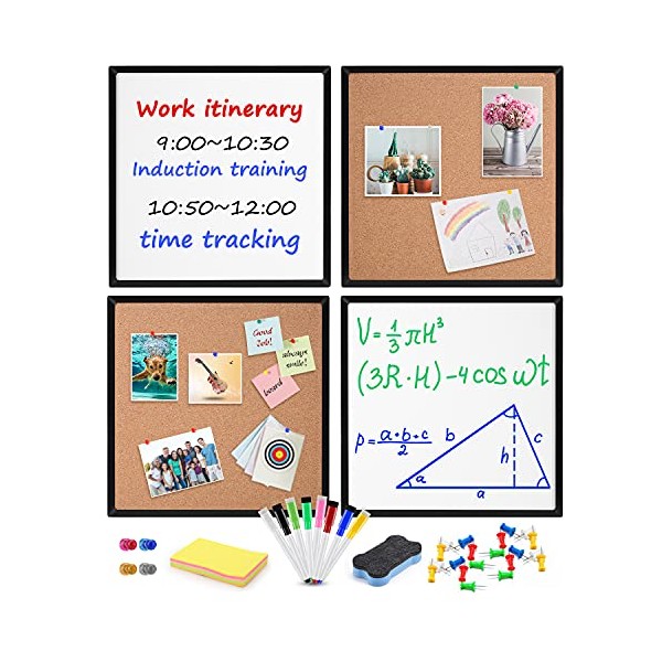 Cork Bulletin Board and Magnetic Dry Erase White Board for