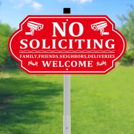 Letrero de no solicitud para casa, carteles de no solicitud para puerta delantera con estaca larga, carteles de aluminio resistentes a los rayos UV, resistentes a la intemperie y fáciles de instalar