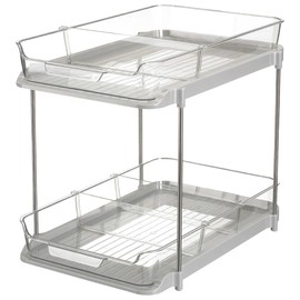 Polder 2-Tier Storage Caddy, Kitchen and Bathroom Organization and Storage, Under Sink Organizer with Plastic Shelves, Easy-to-Assemble Caddy Organizer, 8.4" x 13.1" x 10.1"