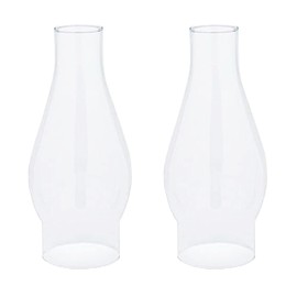 Ohlectric Glass Lamp Chimney - Chimney Transparent Glass Shade - Hand Blown Replacement For Vintage Oil Lamps - Prevent The Flame - Curvy Lamp Chimneys, 2 ⅝ inch Fitter, Pack Of 2 - OL-44487