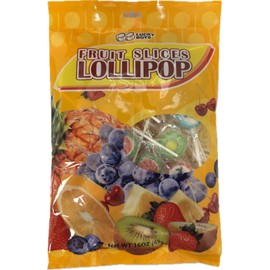 Lucky Boys Fruit Slices Candy Hard Candy Bulk 1 lb Bag of Individually Wrapped Small Candy Variety Fruity Flavors Great for Office, Reception, Buffet, Treat Bags (Fruit Slices Lollipop)
