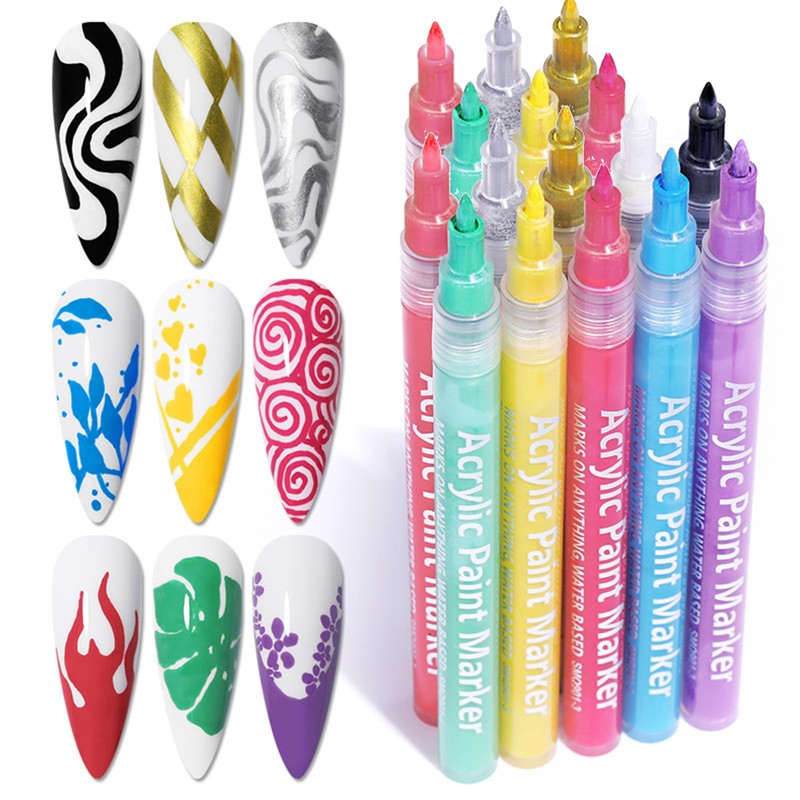 RoseFlower 18 Color 3D Nail Art Pens Set, Nail Art