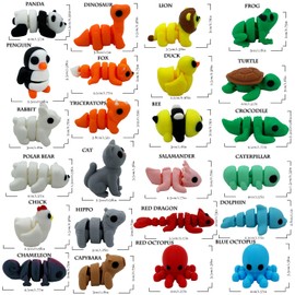 25PCS Mini Animal Figurines Set, 3D Printed Articulated Flexible Fidget Toys for Adults, Stress Relief Sensory Toys, Cute Desk Decor for Home Office, Party Favors, Gift Ideas (25 Animals)