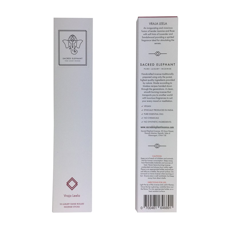 Sacred Elephant | Vraja Leela Indian Incense | 10 hand