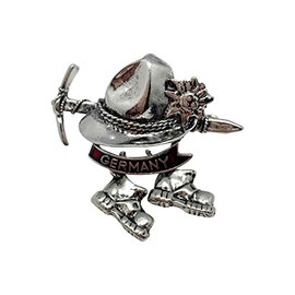 Alpine Hiker Oktoberfest Hat Pins With German Banner – Collectible Hiking Boots Metal German Hat Pins for Alpine Hats & Oktoberfest Costumes By Oktoberfest Haus